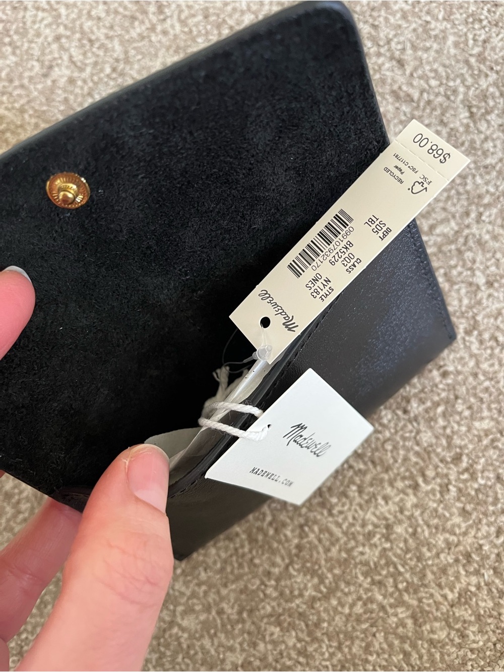 Madewell Black Leather Wallet with Gold Snap Detail The Ring Charm Wallet - Picture 5 of 6